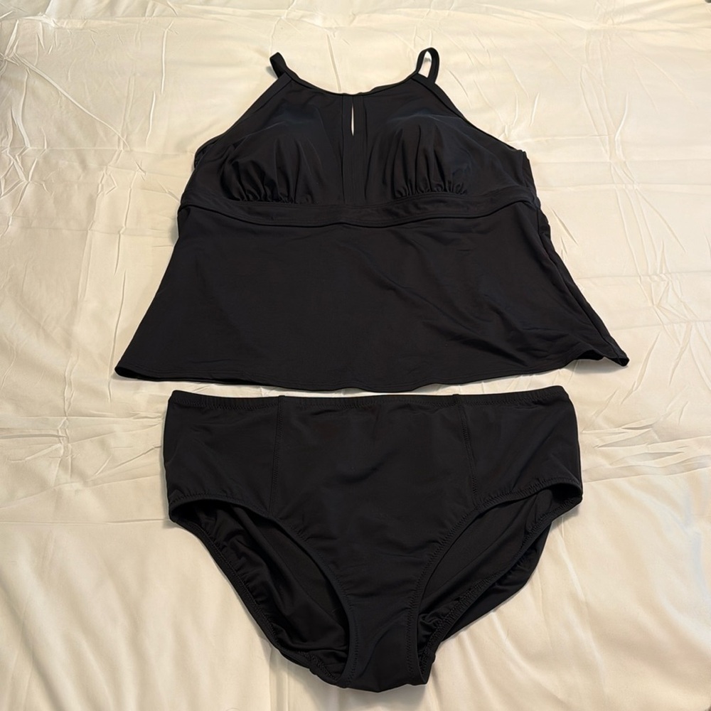 Lands End Black tankini set Size 18 NWOT